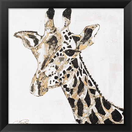 Framed Speckled Gold Giraffe Print