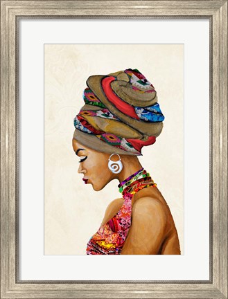 Framed African Goddess on Beige Print
