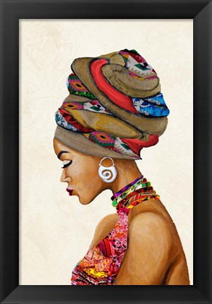 Framed African Goddess on Beige Print