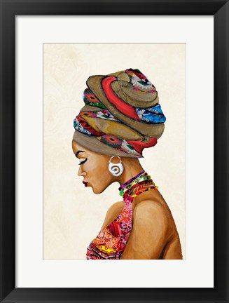 Framed African Goddess on Beige Print