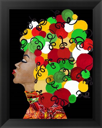 Framed African Goddess With Colorful Hair Print