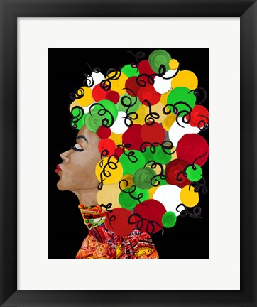 Framed African Goddess With Colorful Hair Print