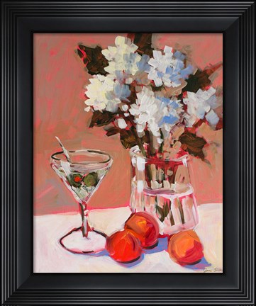 Framed Flowers and Martini Print