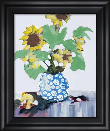 Framed Sunflowers In Decorative Vase Print