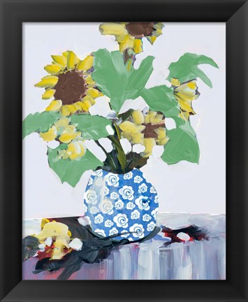 Framed Sunflowers In Decorative Vase Print