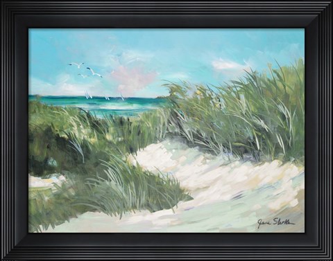 Framed Beach Coast Grass Print