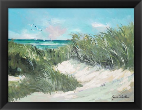 Framed Beach Coast Grass Print