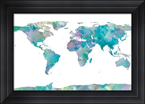 Framed World Map Watercolor Print