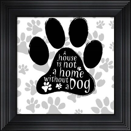 Framed B&amp;W Dog Paw I Print