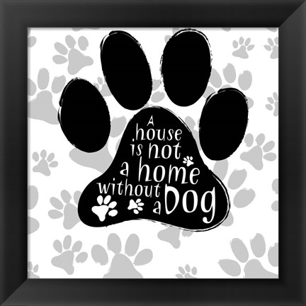 Framed B&amp;W Dog Paw I Print