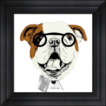 Framed Studious Pup Print