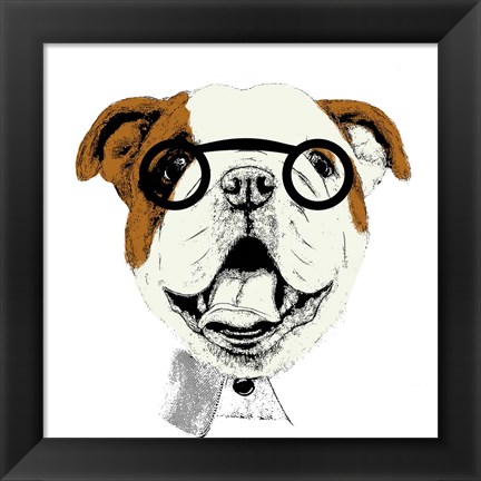 Framed Studious Pup Print