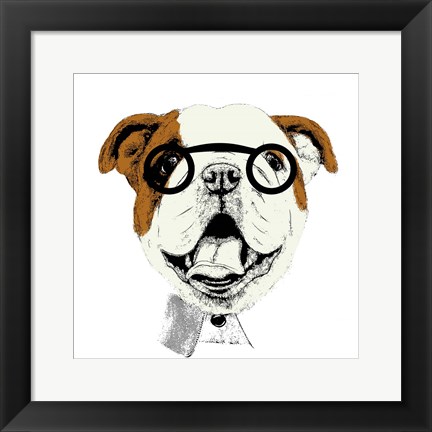 Framed Studious Pup Print