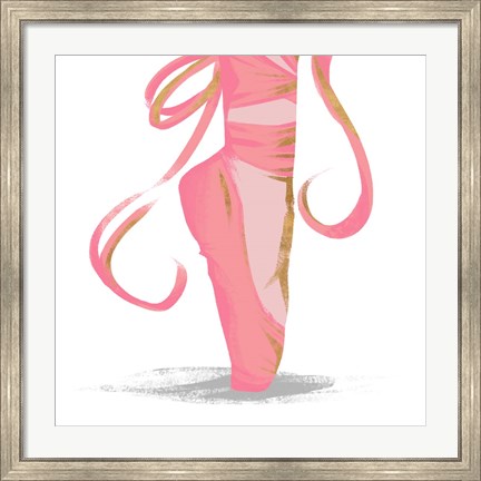 Framed Ballet Point Shoe with Gold Accents Print