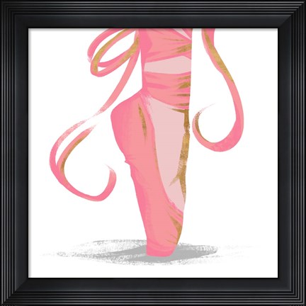 Framed Ballet Point Shoe with Gold Accents Print
