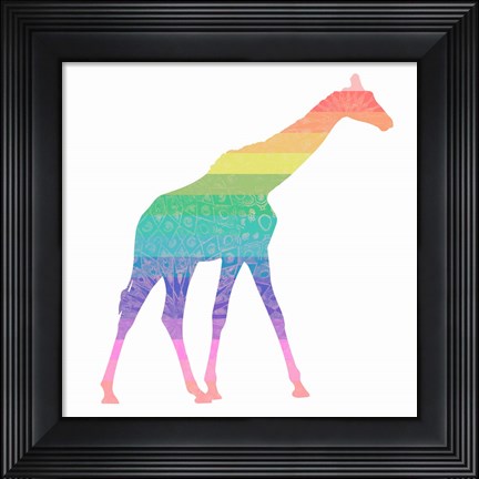 Framed Rainbow Giraffe Print