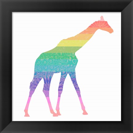 Framed Rainbow Giraffe Print