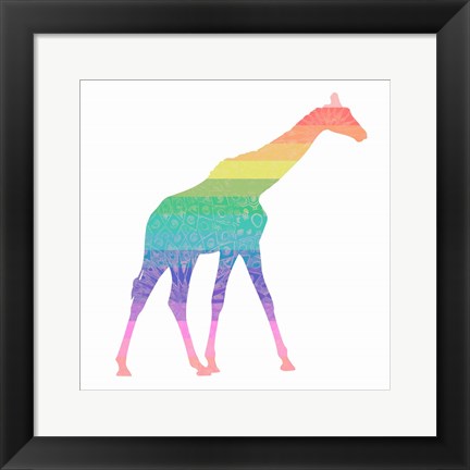 Framed Rainbow Giraffe Print