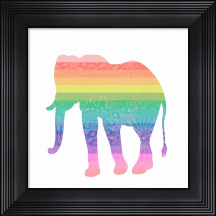 Framed Rainbow Elephant Print