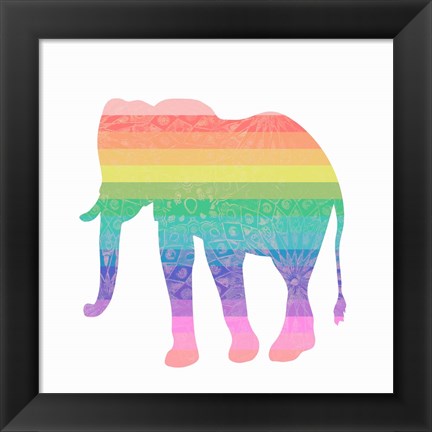 Framed Rainbow Elephant Print