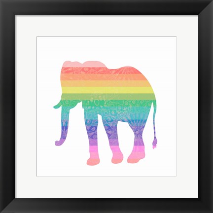 Framed Rainbow Elephant Print