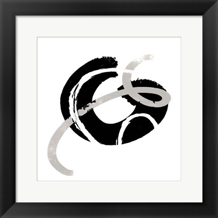 Framed Scrolling Black &amp; White Abstract  I Print