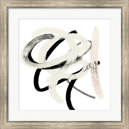 Framed Scrolling Black &amp; White Abstract II Print