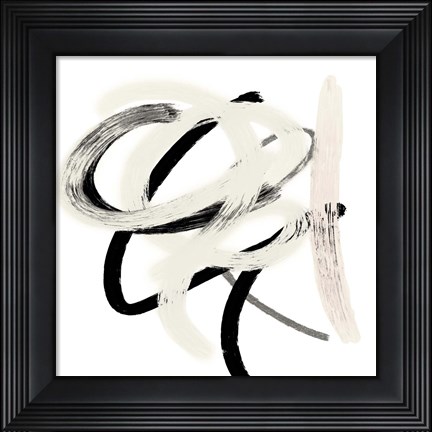 Framed Scrolling Black &amp; White Abstract II Print