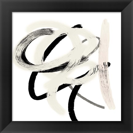 Framed Scrolling Black &amp; White Abstract II Print