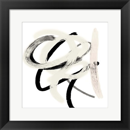 Framed Scrolling Black &amp; White Abstract II Print