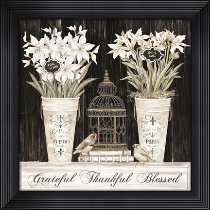 Framed Grateful Thankful Blessed Still Life Print