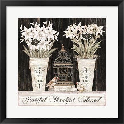 Framed Grateful Thankful Blessed Still Life Print