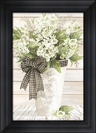 Framed White Hydrangeas Print