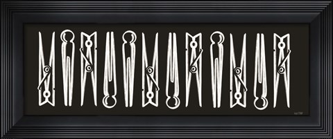 Framed Laundry Clothespins Print