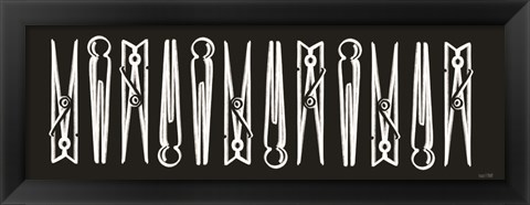 Framed Laundry Clothespins Print