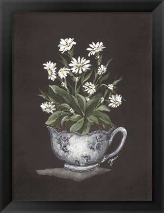 Framed Tea Cup Daisies Print