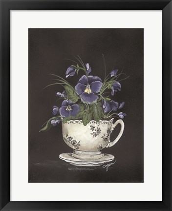 Framed Tea Cup Violets Print