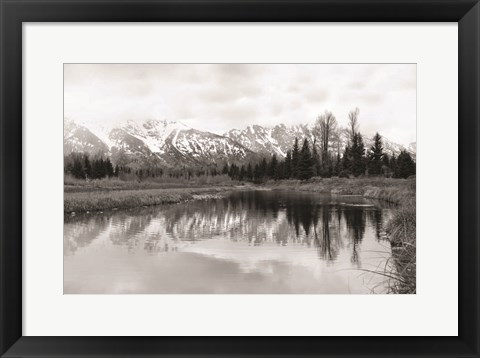 Framed Tetons at Schwabachers Landing Print