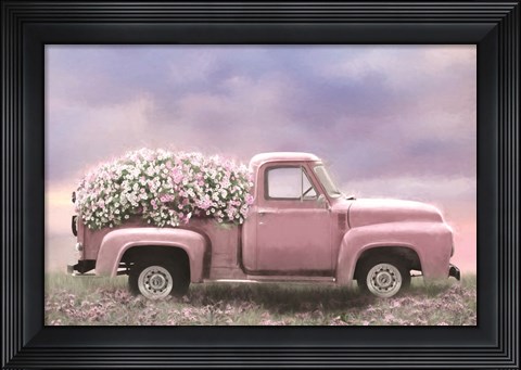 Framed Pink Floral Truck Print
