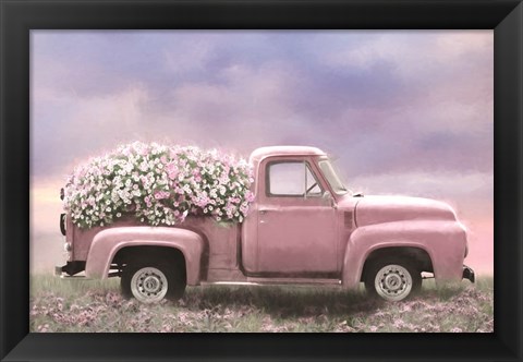 Framed Pink Floral Truck Print