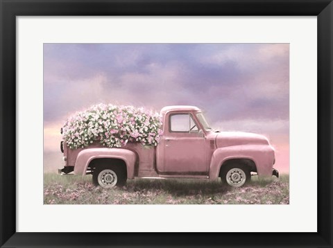 Framed Pink Floral Truck Print