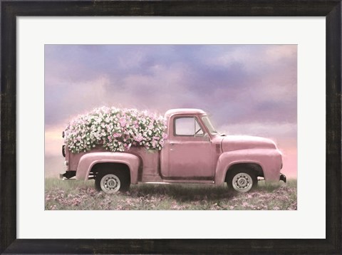 Framed Pink Floral Truck Print