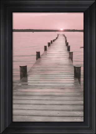 Framed Pink Sunset at the Dock Print
