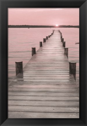 Framed Pink Sunset at the Dock Print