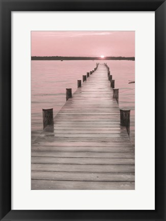 Framed Pink Sunset at the Dock Print