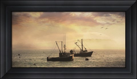 Framed Bar Harbor Lobster Boats Print