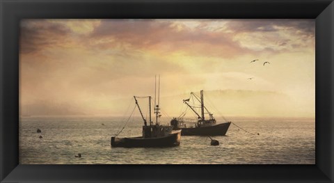 Framed Bar Harbor Lobster Boats Print