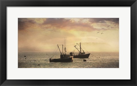 Framed Bar Harbor Lobster Boats Print