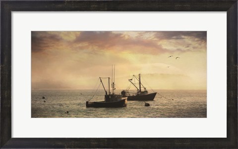 Framed Bar Harbor Lobster Boats Print