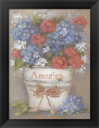 Framed Rustic Red, White &amp; Blue Print